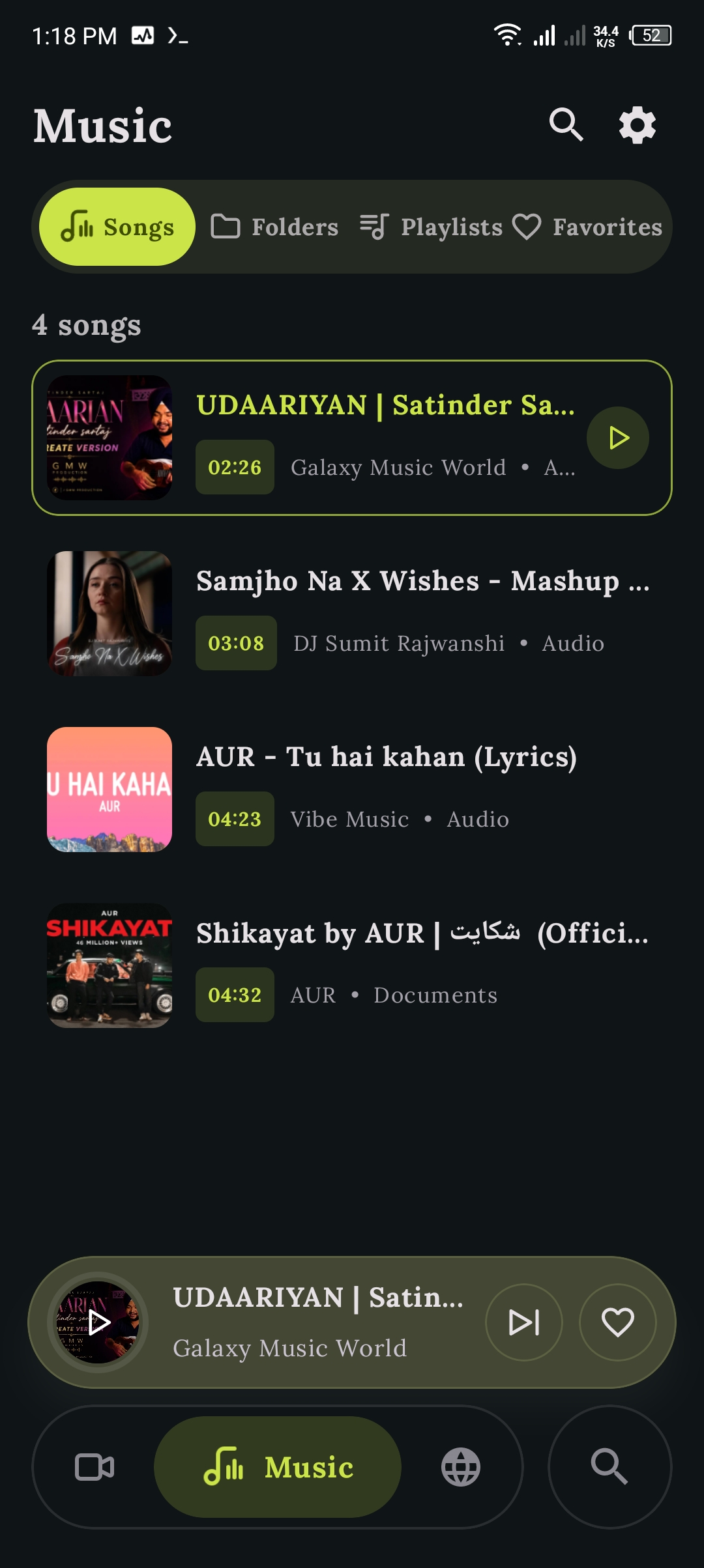 Music tab